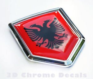 Albania Flag Car Chrome Emblem 3D Decal Sticker Albanian shield crest