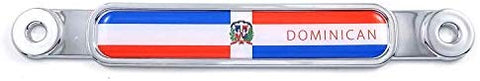 Dominican Republic Flag Chrome Emblem Screw On Car License Plate Decal Badge