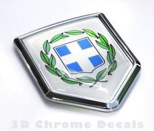 Greece Flag Greek Emblem Chrome Car Decal Bike Sticker Badge Crest