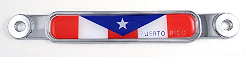 Puerto Rico Flag Chrome Emblem Screw On car License Plate Decal Badge
