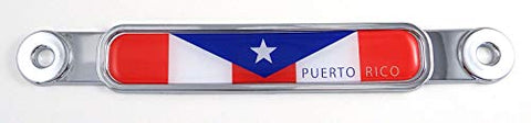 Puerto Rico Flag Chrome Emblem Screw On car License Plate Decal Badge