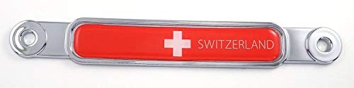 Switzerland Swiss Flag Chrome Emblem Screw On car License Plate Decal Badge