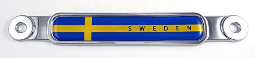Sweden Swedish Flag Chrome Emblem Screw On car License Plate Decal Badge