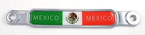 Mexico Mexican Flag Chrome Emblem Screw On car License Plate Decal Badge
