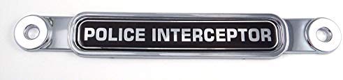 Police Interceptor Flag Chrome Emblem Screw On car License Plate Decal Badge