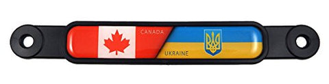 Canada Ukraine Flag Screw On License Plate Emblem Car Decal Badge