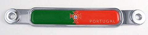 Portugal Portuguese Flag Chrome Emblem Screw On car License Plate Decal Badge