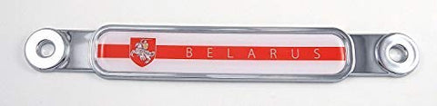 Belarus Flag Chrome Emblem Screw On car License Plate Decal Badge