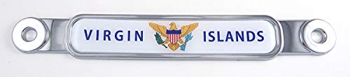 Virgin Islands Flag Chrome Emblem Screw On car License Plate Decal Badge