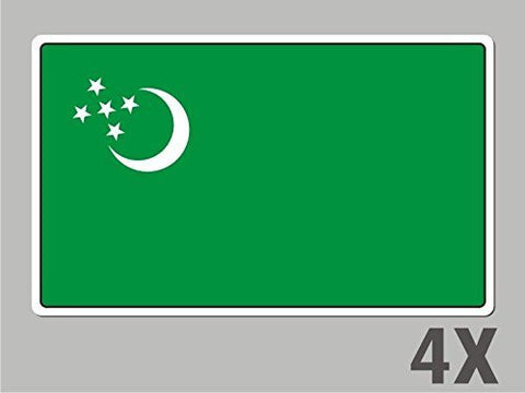 4 Turkmenistan stickers flag decal bumper car bike emblem vinyl FL064