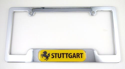 Car Chrome Decals LPFC-STUTT Stuttgart Chrome License Plate Frame Germany Free Screw Caps