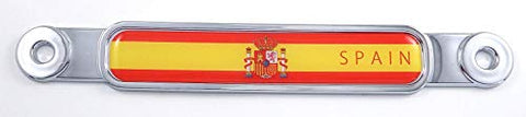 Spain Spanish Flag Chrome Emblem Screw On car License Plate Decal Badge
