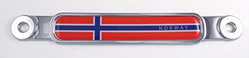 Norway Norwegian Flag Chrome Emblem Screw On car License Plate Decal Badge