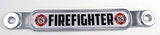 Fire Fighter Firefighter Chrome Emblem Screw On car License Plate Decal Badge