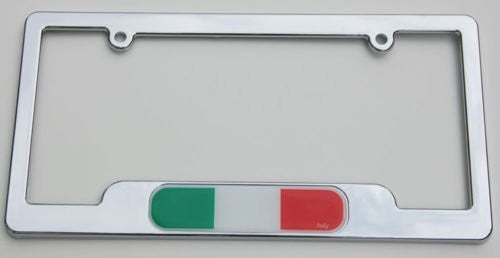 Car Chrome Decals LPFC101 Italy Italian Flag Chrome License Plate Frame holder