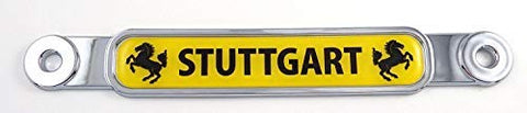 Stuttgart Flag Chrome Emblem Screw On car License Plate Decal Badge