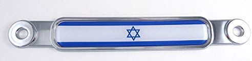 Israel Israeli Flag Chrome Emblem Screw On car License Plate Decal Badge