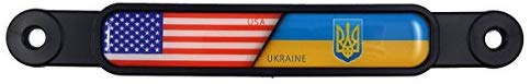 USA/Ukraine Flag Emblem Screw On Car License Plate Decal Badge