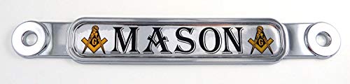 Mason Masonic Flag Chrome Emblem Screw On car License Plate Decal Badge