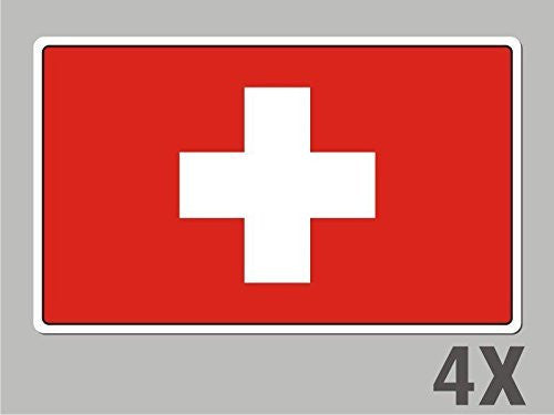 4 Switzerland Swiss stickers flag decal bumper car bike emblem vinyl FL077