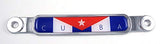 Cuba Cuban Flag Chrome Emblem Screw On Car License Plate Decal Badge