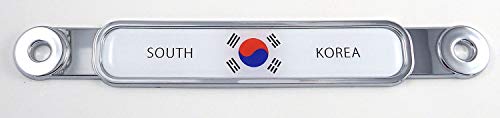 Korea South Flag Chrome Emblem Screw On Car License Plate Decal Badge