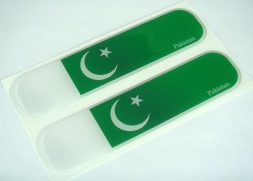 Pakistan Pakistani Flag Domed Decal Emblem Car Flexible Sticker 5" Set of 2