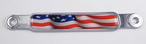USA American Flag Chrome Emblem Screw On Car License Plate Decal Badge