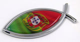 Portugal Jesus Fish Portugese Flag Car Bike Chrome Emblem Decal Sticke Christian