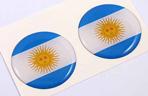 Argentina flag Round domed decal 2 emblems. Car bike laptop stickers 1.45" PAIR