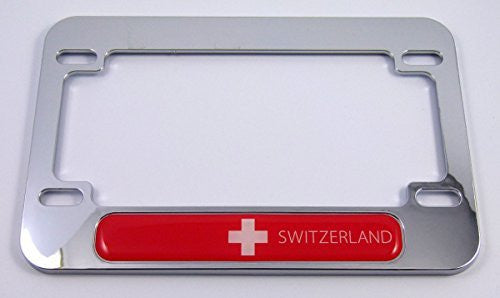 Switzerland Swiss flag Motorcycle Bike ABS Chrome Plated License Plate Frame