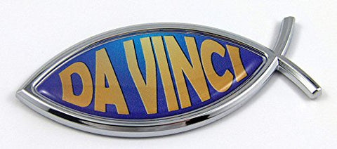 Da Vinci Jesus Fish Car Bike Auto Chrome Emblem Decal Sticker Christian Insignia