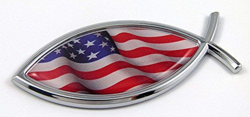 Car Chrome Decals CBFSH228 Jesus Fish USA Flag American Car bike Auto Chrome Emblem Decal Sticker Christian