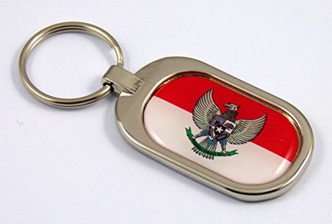 Indonesia Flag Key Chain metal chrome plated keychain key fob keyfob Indonesian