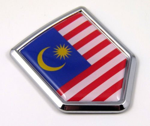 Malaysia Flag Car Chrome Emblem Malaysian Crest Decal 3D Sticker