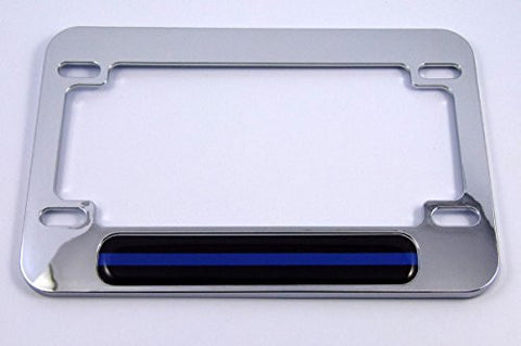 Police thin blue line flag Motorcycle Bike ABS Chrome Plated License Plate Frame