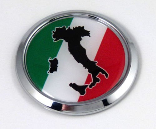 Italy Round Decal Italia Italian Flag Car Chrome Emblem Sticker Island outline