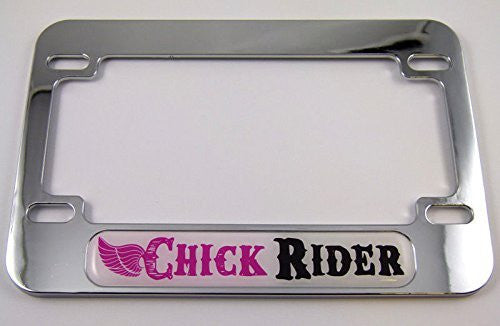 Chick Rider Girl Motorcycle Bike ABS Chrome Plated License Plate Frame