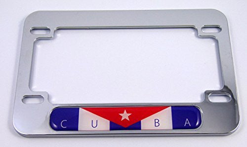 Cuba Cuban flag Motorcycle Bike ABS Chrome Plated License Plate Frame