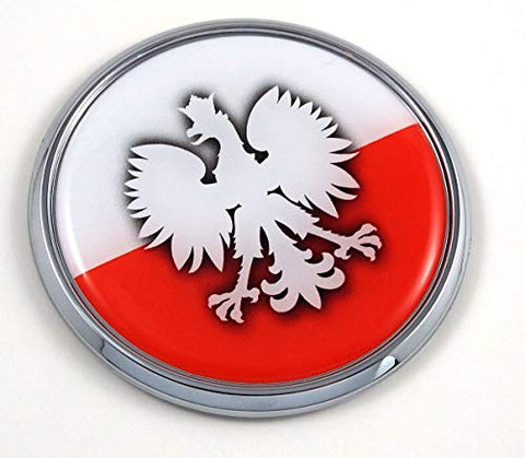 Poland Polish Polska Flag 2.75" Car Chrome Round Emblem Decal 3D Sticker Badge