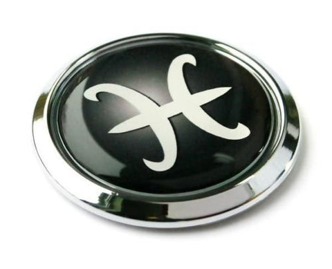 Pices Zodiac Symbol Chrome Emblem Car bike decal badge 3D Sticker