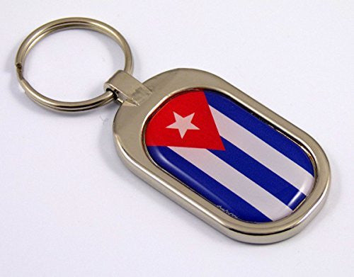 Cuba Flag Key Chain metal chrome plated keychain key fob keyfob Cuban