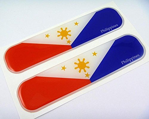 Philippines Flag Domed Decal Emblem Chrome Car Flexible Sticker 5" Set of 2