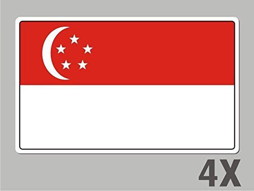 4 Singapore stickers flag decal bumper car bike emblem vinyl FL057