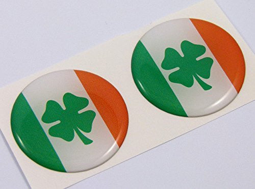 Ireland Irish flag Round domed decal 2 emblem Car bike stickers 1.45" PAIR