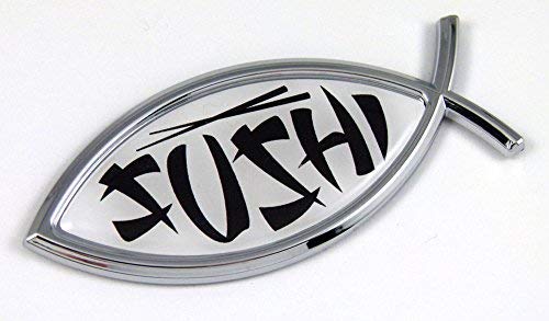 Sushi Fish Jesus Fish Flag Car Bike Chrome Emblem Decal Sticker Christian