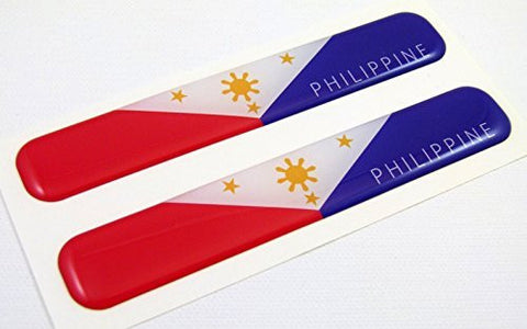 Philippines Flag Domed Decal Emblem Resin car stickers 5"x 0.82" 2pc.