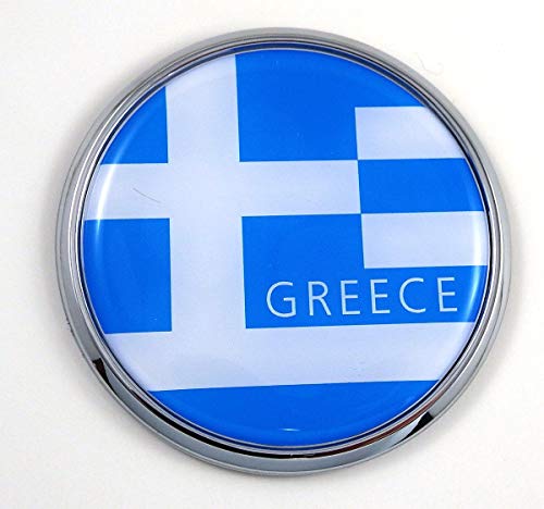 Greece Greek Flag 2.75" Car Chrome Round Emblem Decal 3D Badge