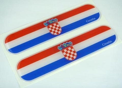 Croatia Croatian Flag Domed Decal Emblem Car Flexible Sticker 5" Set of 2