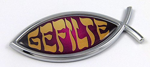 Gefilte Fish Jesus Fish Ichthus Pisces Car Chrome Emblem Decal 3D Sticker